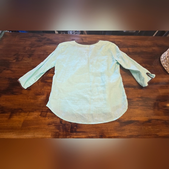 Y2k Vintage Gap 100% Lien boho 3/4 length top with embroidered Details size wome - Picture 8 of 8